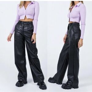 NWT Princess Polly Jessie PU pants Black Vegan Faux Leather Size 8